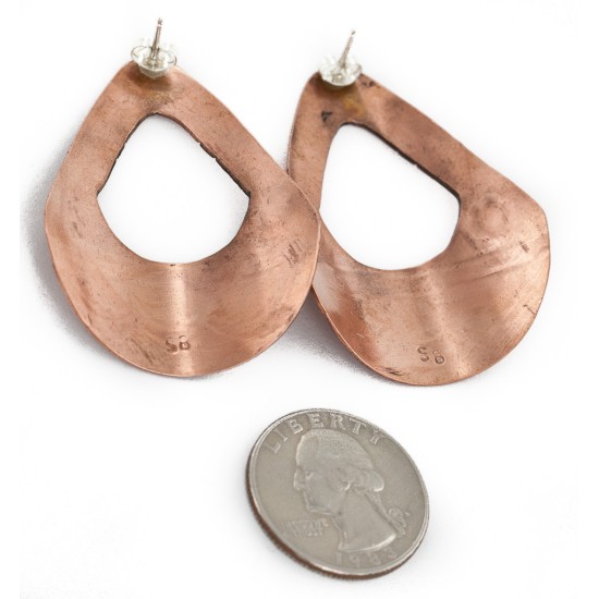 Handmade Certified Authentic Navajo Pure Copper Stud Native American Earrings 24435-1