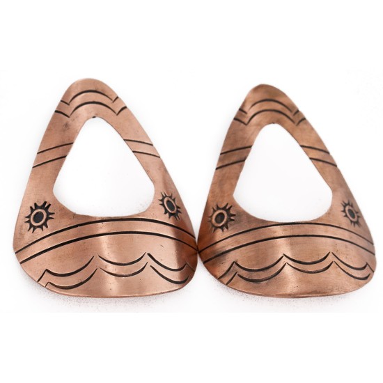 Handmade Certified Authentic Navajo Pure Copper Stud Native American Earrings 24435-1