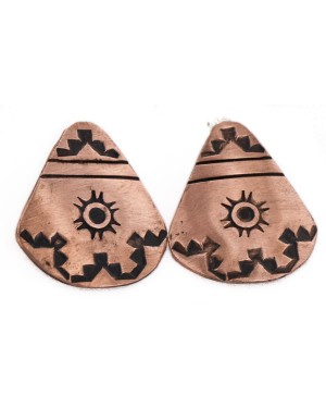 Handmade Certified Authentic Navajo Pure Copper Stud Native American Earrings 24436-1