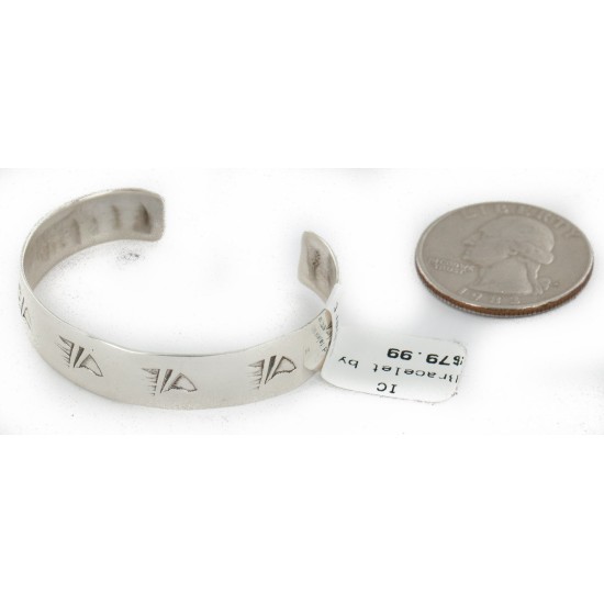 Handmade Bear paw Certified Authentic Navajo .925 Sterling Silver Baby Native American Bracelet 12853-1