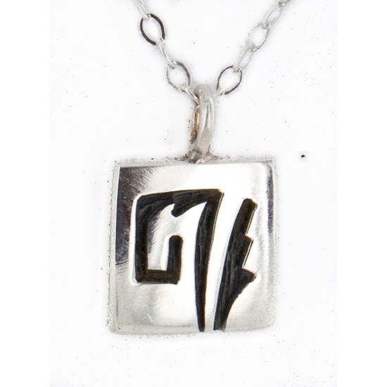 Handmade Certified Authentic Hopi .925 Sterling Silver Pendant Native American Necklace 12859
