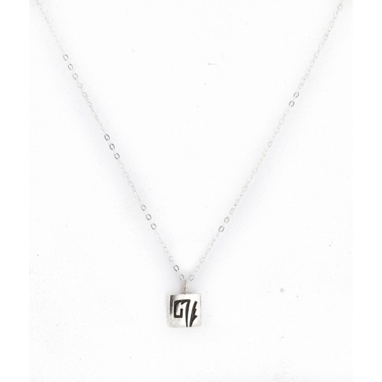 Handmade Certified Authentic Hopi .925 Sterling Silver Pendant Native American Necklace 12859