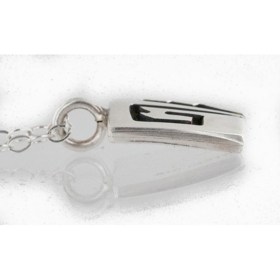 Handmade Certified Authentic Hopi .925 Sterling Silver Pendant Native American Necklace 12859