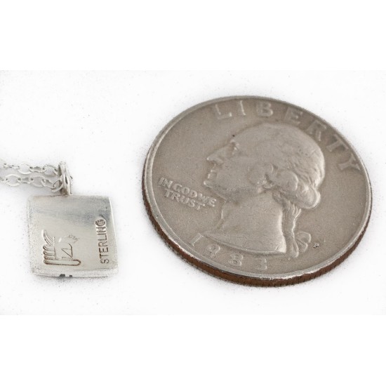 Handmade Certified Authentic Hopi .925 Sterling Silver Pendant Native American Necklace 12859