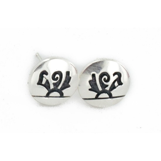 Handmade Certified Authentic Hopi .925 Sterling Silver Stud Native American Earrings 12855-9 Handmade Certified Authentic Hopi .925 Sterling Silver Stud Native American Earrings 12855-9