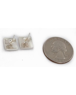 Handmade Certified Authentic Hopi .925 Sterling Silver Stud Native American Earrings 2 12855-5