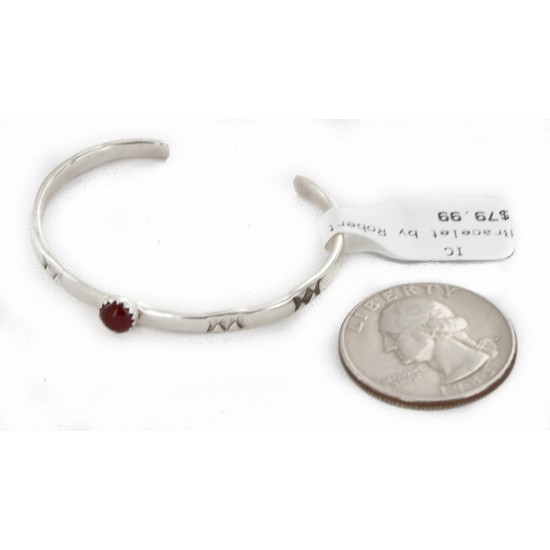 Handmade Certified Authentic Navajo .925 Sterling Silver Natural Carnelian Baby Native American Bracelet 1 12853-2