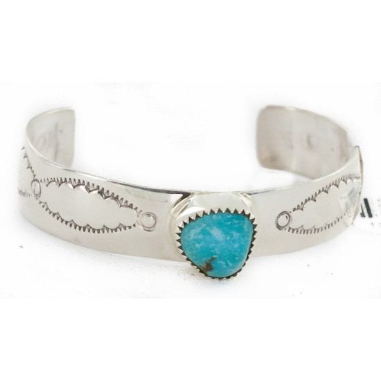 Handmade Certified Authentic Navajo .925 Sterling Silver Natural Turquoise Baby Native American Bracelet 12483-2