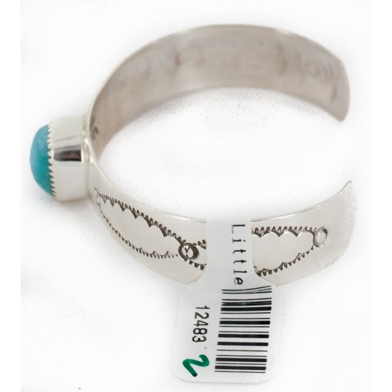 Handmade Certified Authentic Navajo .925 Sterling Silver Natural Turquoise Baby Native American Bracelet 12483-2