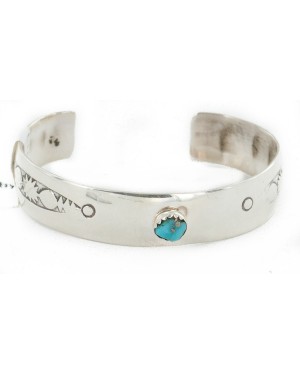 Handmade Certified Authentic Navajo .925 Sterling Silver Natural Turquoise Baby Native American Bracelet 12852-1