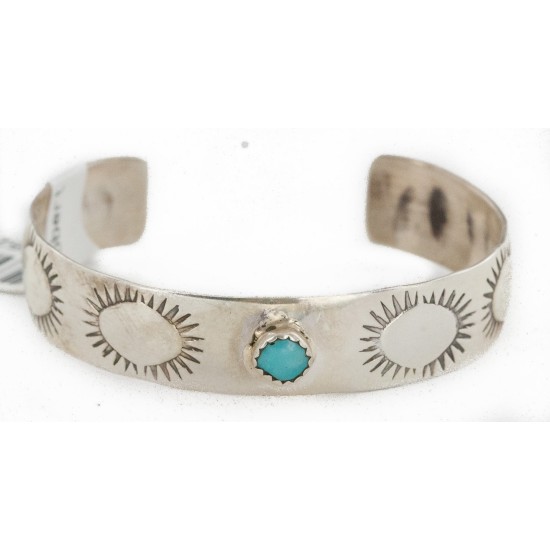 Handmade Certified Authentic Navajo .925 Sterling Silver Natural Turquoise Baby Native American Bracelet 12852-2