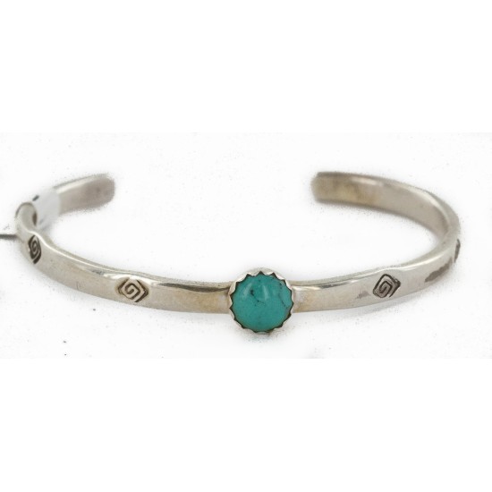 Handmade Certified Authentic Navajo .925 Sterling Silver Natural Turquoise Baby Native American Bracelet 12853-4