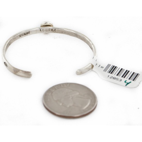 Handmade Certified Authentic Navajo .925 Sterling Silver Natural Turquoise Baby Native American Bracelet 12853-4