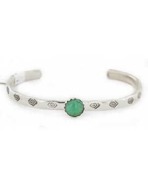 Handmade Certified Authentic Navajo .925 Sterling Silver Natural Turquoise Baby Native American Bracelet 12853-7
