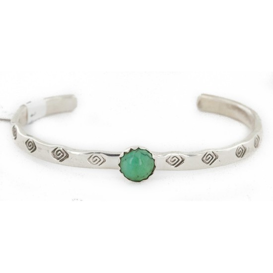 Handmade Certified Authentic Navajo .925 Sterling Silver Natural Turquoise Baby Native American Bracelet 12853-7