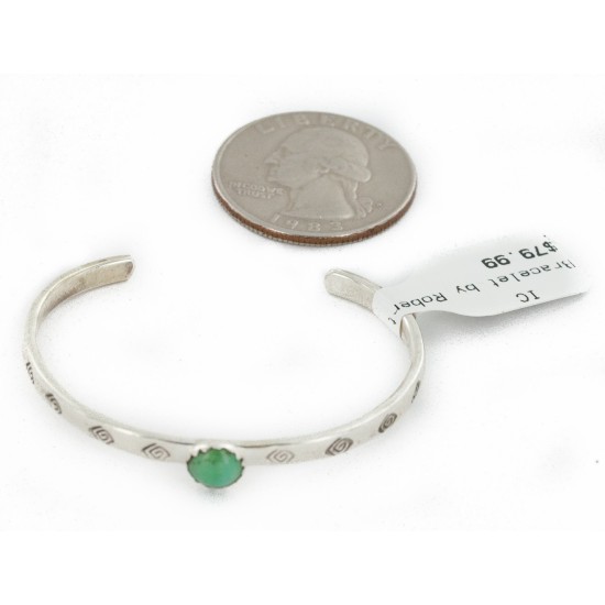 Handmade Certified Authentic Navajo .925 Sterling Silver Natural Turquoise Baby Native American Bracelet 12853-7