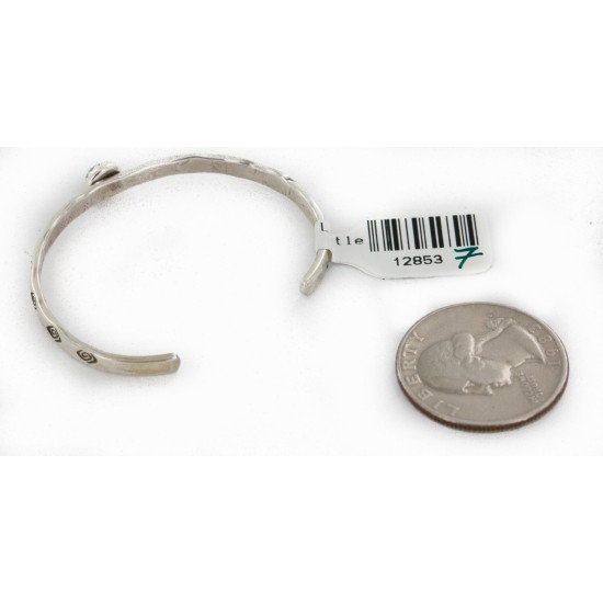 Handmade Certified Authentic Navajo .925 Sterling Silver Natural Turquoise Baby Native American Bracelet 12853-7