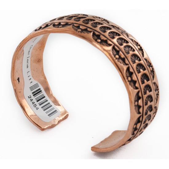 Handmade Certified Authentic Navajo Pure Copper Native American Bracelet 1 24454