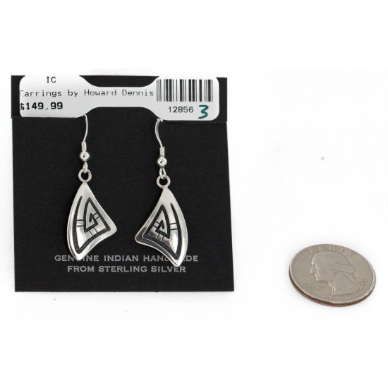 Handmade Kachina Certified Authentic Hopi .925 Sterling Silver Dangle Native American Earrings 12856-3