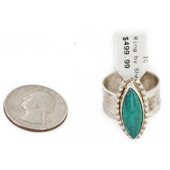 925 Sterling Silver Handmade Certified Authentic Navajo Natural Turquoise Native American Ring  24428-2