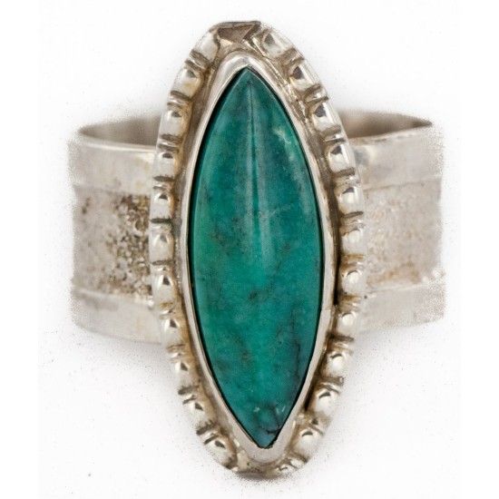 925 Sterling Silver Handmade Certified Authentic Navajo Natural Turquoise Native American Ring  24428-2