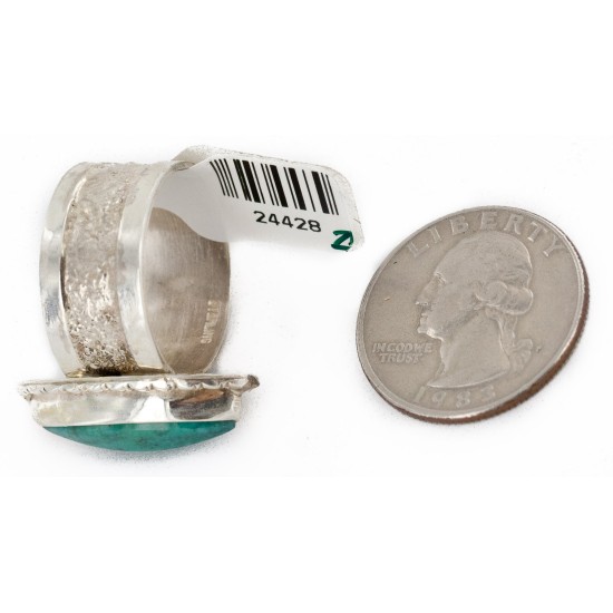 925 Sterling Silver Handmade Certified Authentic Navajo Natural Turquoise Native American Ring  24428-2