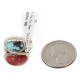 .925 Sterling Silver Handmade Certified Authentic Navajo Natural Turquoise and Spiny Oyster Native American Ring  17002-2