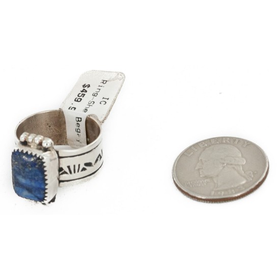 925 Sterling Silver Handmade Certified Authentic Navajo Natural Lapis Native American Ring  12627