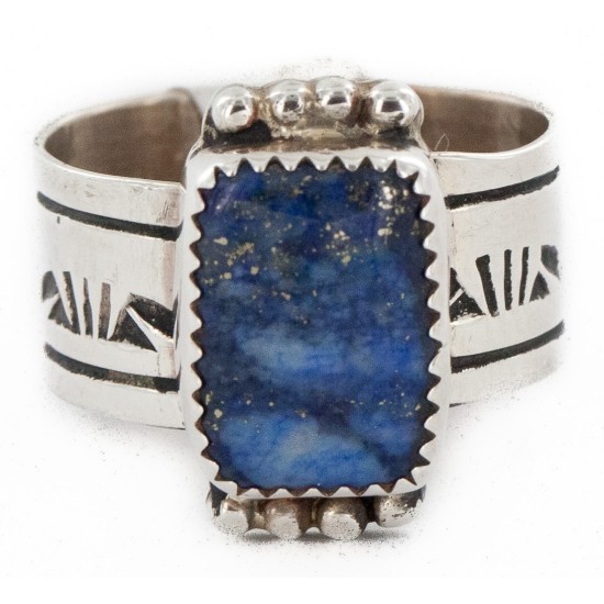 925 Sterling Silver Handmade Certified Authentic Navajo Natural Lapis Native American Ring  12627