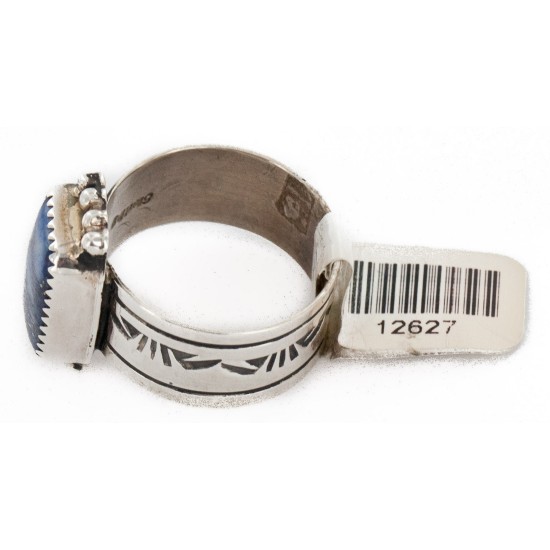 925 Sterling Silver Handmade Certified Authentic Navajo Natural Lapis Native American Ring  12627