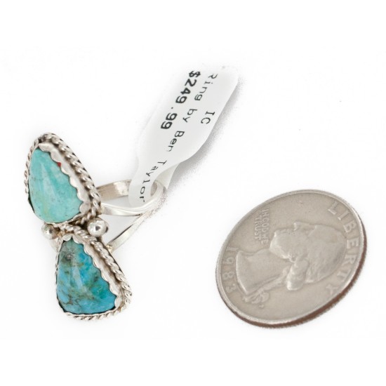 .925 Sterling Silver Handmade Certified Authentic Navajo Natural Turquoise Native American Ring 17002-8 .925 Sterling Silver Handmade Certified Authentic Navajo Natural Turquoise Native American Ring 17002-8