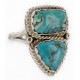 .925 Sterling Silver Handmade Certified Authentic Navajo Natural Turquoise Native American Ring 2 17002-13
