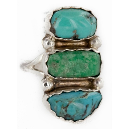 .925 Sterling Silver Handmade Certified Authentic Navajo Turquoise Native American Ring  17002-6