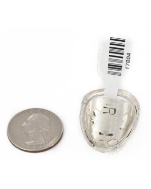 .925 Sterling Silver Handmade Certified Authentic Signed Navajo Natural White Buffalo Native American Ring  17004