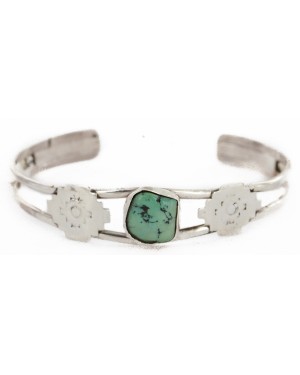 Handmade Certified Authentic Navajo .925 Sterling Silver Natural Turquoise Native American Bracelet 12804