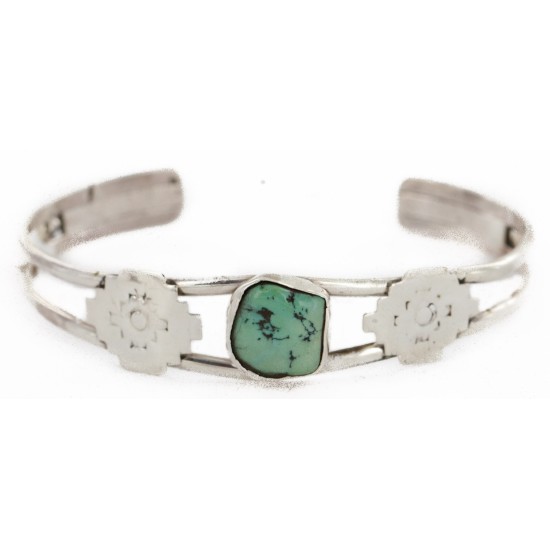 Handmade Certified Authentic Navajo .925 Sterling Silver Natural Turquoise Native American Bracelet 12804