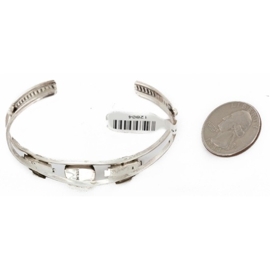 Handmade Certified Authentic Navajo .925 Sterling Silver Natural Turquoise Native American Bracelet 12804