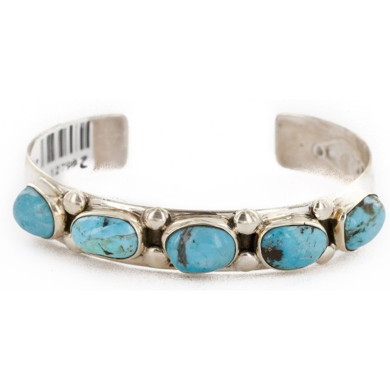 Handmade Certified Authentic Nuggets Navajo .925 Sterling Silver Natural Turquoise Native American Bracelet 1 12798-2