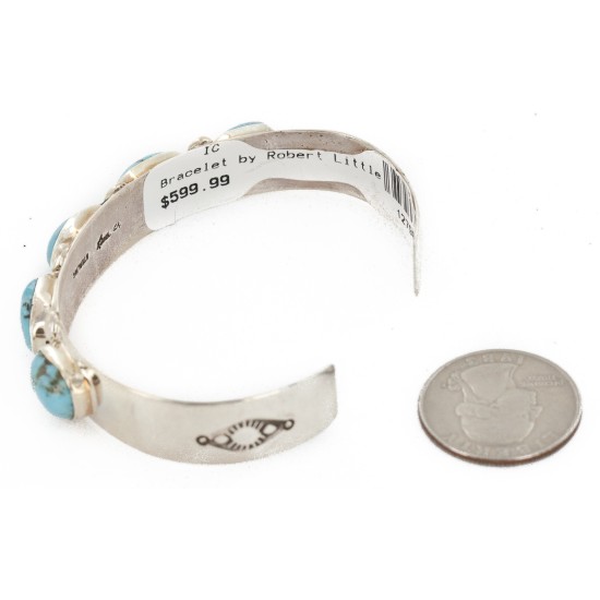 Handmade Certified Authentic Nuggets Navajo .925 Sterling Silver Natural Turquoise Native American Bracelet 1 12798-2