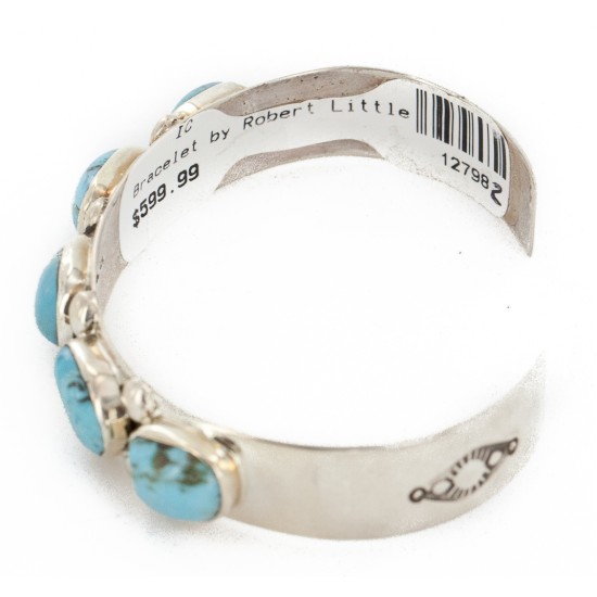Handmade Certified Authentic Nuggets Navajo .925 Sterling Silver Natural Turquoise Native American Bracelet 1 12798-2