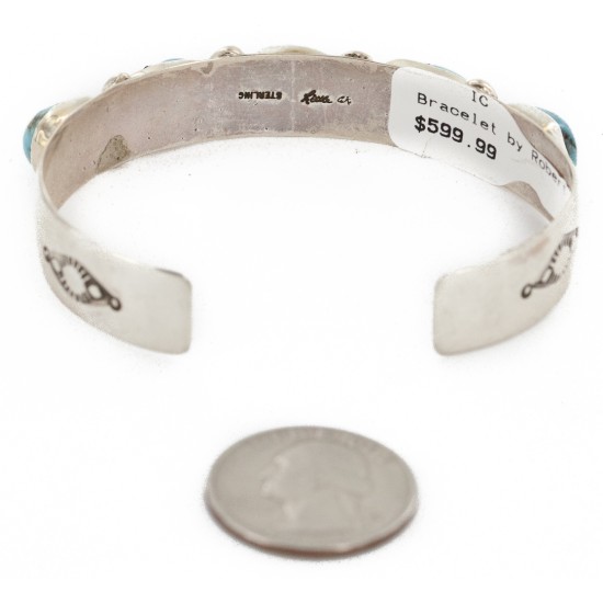 Handmade Certified Authentic Nuggets Navajo .925 Sterling Silver Natural Turquoise Native American Bracelet 1 12798-2