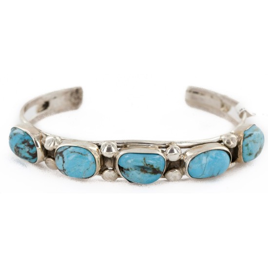 Handmade Certified Authentic Nuggets Navajo .925 Sterling Silver Natural Turquoise Native American Bracelet 12798-1