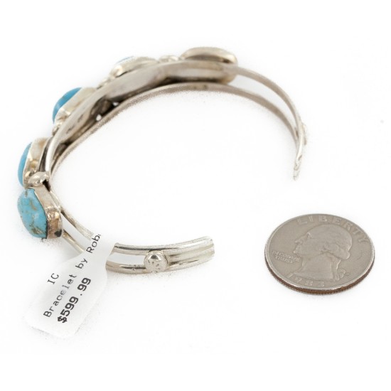 Handmade Certified Authentic Nuggets Navajo .925 Sterling Silver Natural Turquoise Native American Bracelet 12798-1