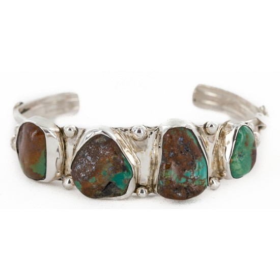 Handmade Certified Authentic Nuggets Navajo .925 Sterling Silver Natural Turquoise Native American Bracelet 12828-2