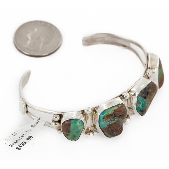 Handmade Certified Authentic Nuggets Navajo .925 Sterling Silver Natural Turquoise Native American Bracelet 12828-2