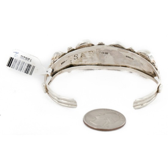 Handmade Certified Authentic Nuggets Navajo .925 Sterling Silver Natural Turquoise Native American Bracelet 12828-2