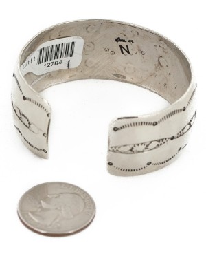 Handmade Certified Authentic Robert Littel Navajo Nickel Natural Turquoise Native American Bracelet 12784-1-0