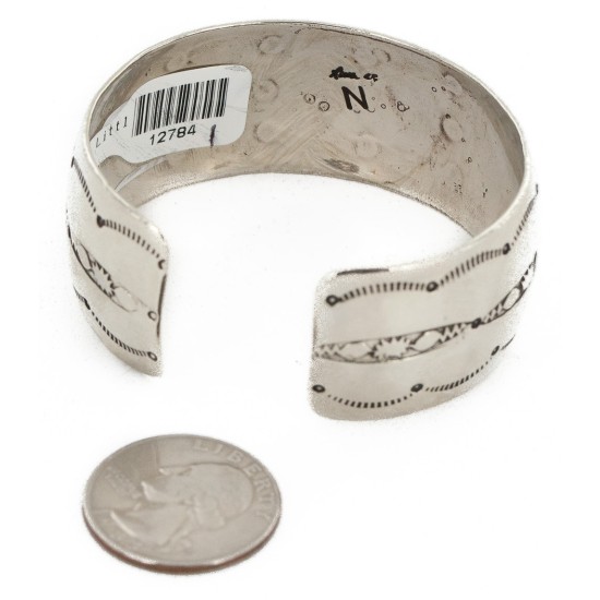 Handmade Certified Authentic Robert Littel Navajo Nickel Natural Turquoise Native American Bracelet 12784-1-0
