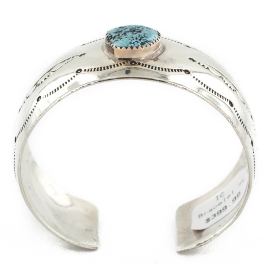 Handmade Certified Authentic Robert Littel Navajo Nickel Natural Turquoise Native American Bracelet 12784-1-0