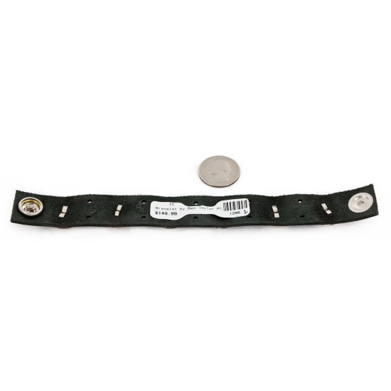 Handmade LEATHER Certified Authentic Vintage Style Buffalo Nickels Navajo Native American Bracelet 1288-2